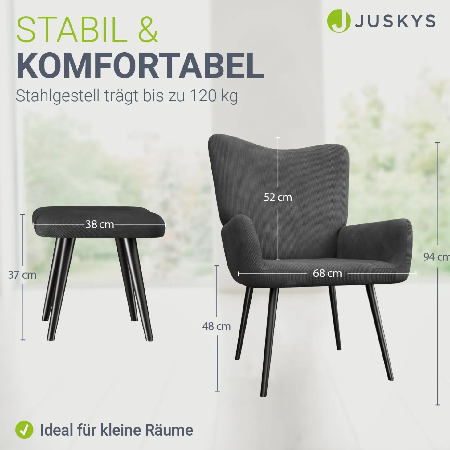 Ohrensessel mit optionalem Hocker Odense