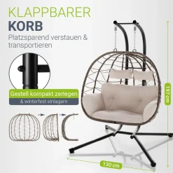 Polyrattan Doppelhängesessel Aria