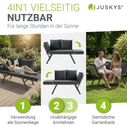 Polyrattan Multifunktionsbank Calvia Schwarz/Grau/Creme