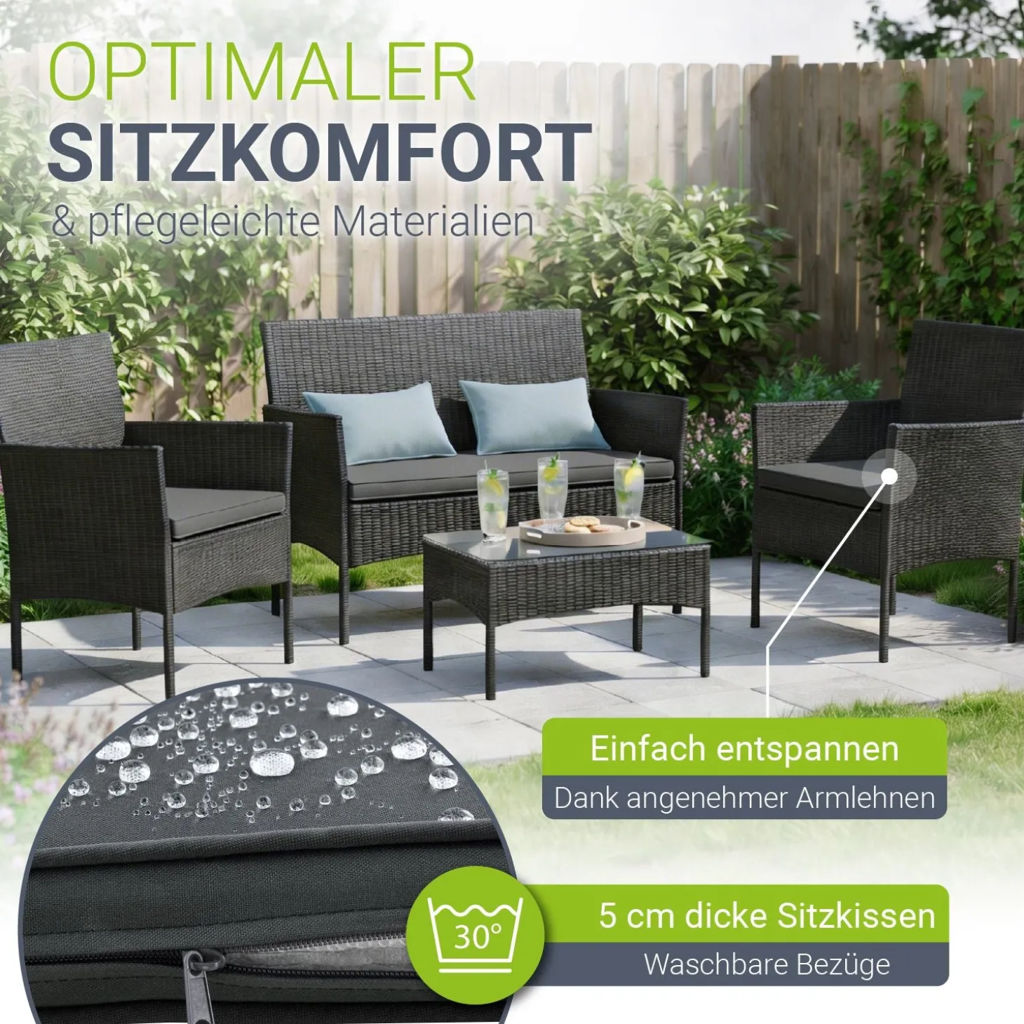 Polyrattan Sitzgruppe Fort Myers