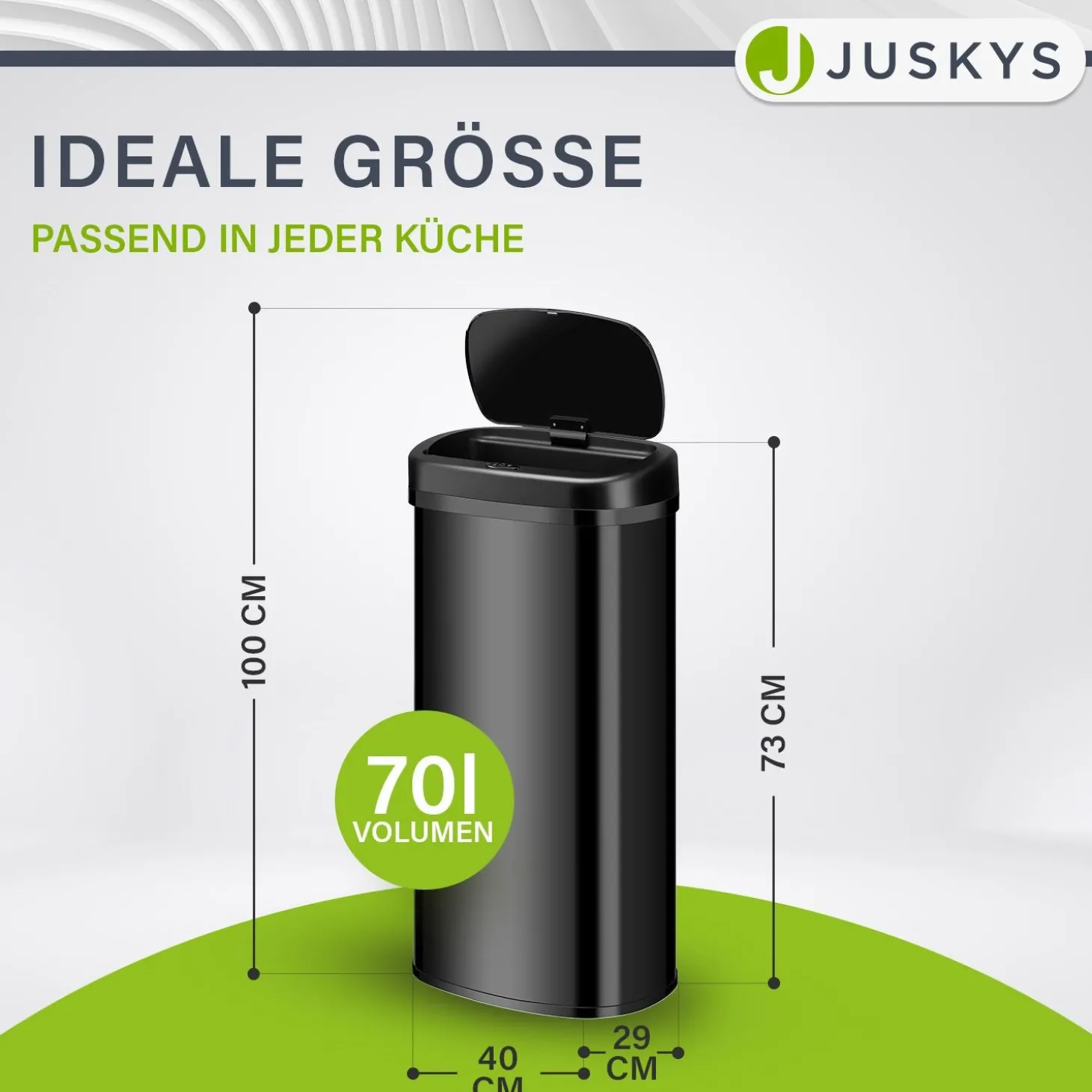 Rechteckiger Mülleimer mit Sensor