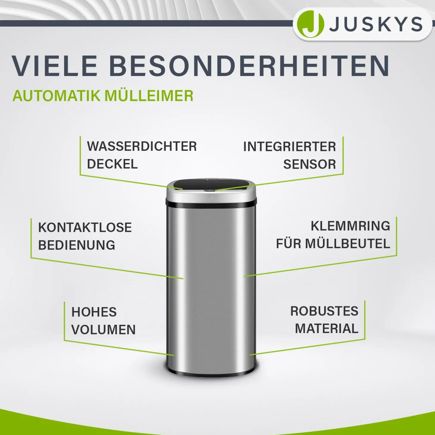 Rechteckiger Mülleimer mit Sensor