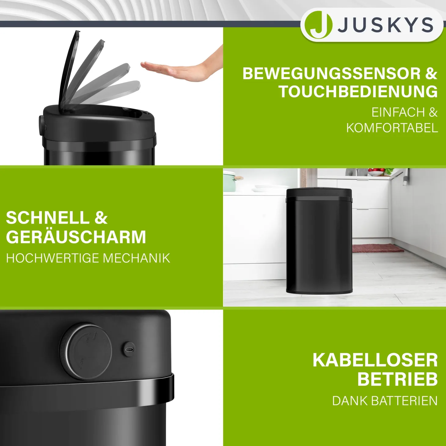Rechteckiger Mülleimer mit Sensor