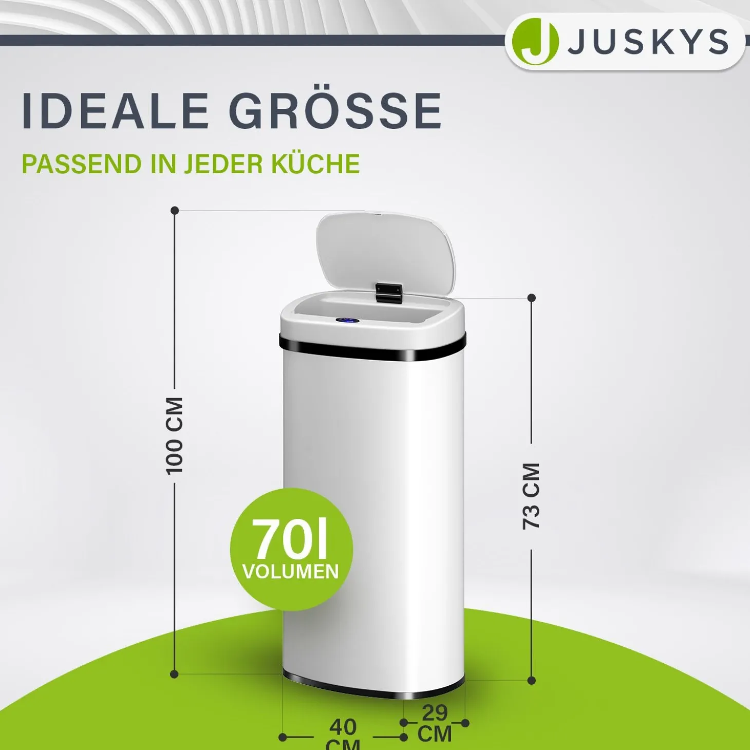 Rechteckiger Mülleimer mit Sensor