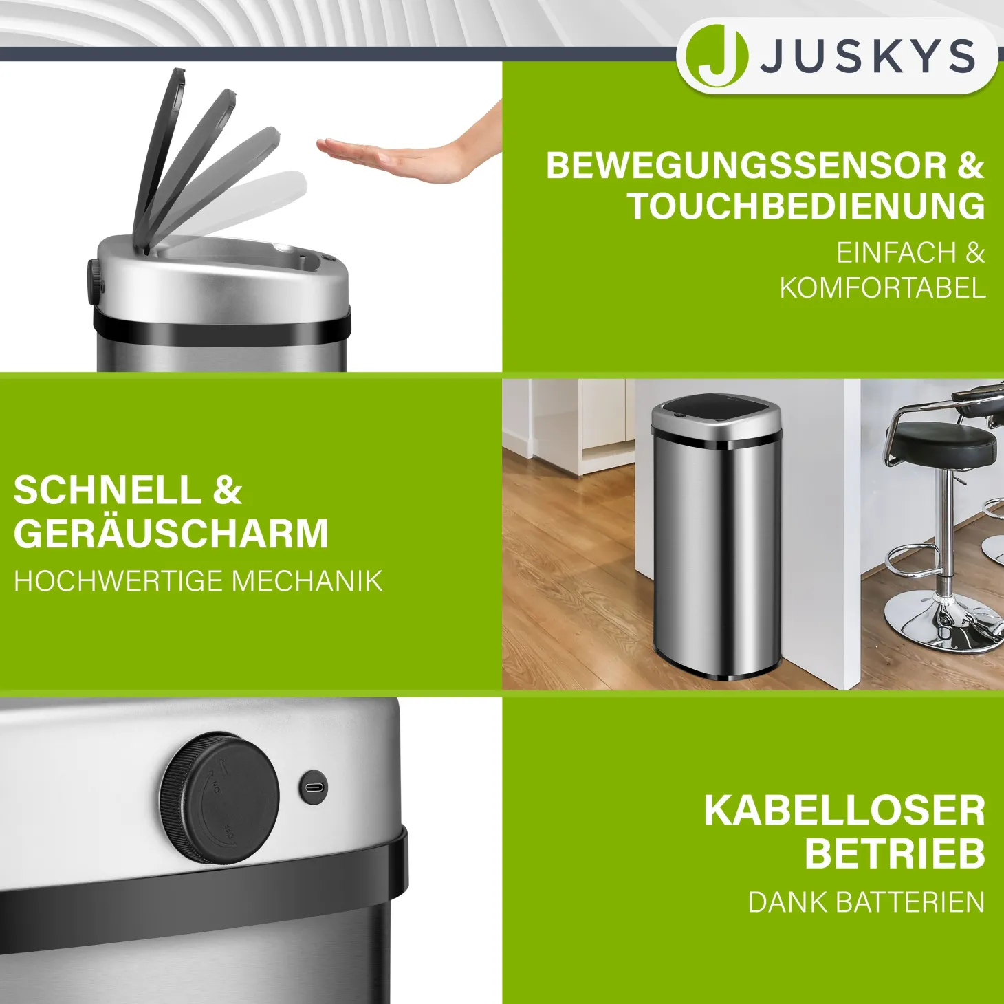 Rechteckiger Mülleimer mit Sensor
