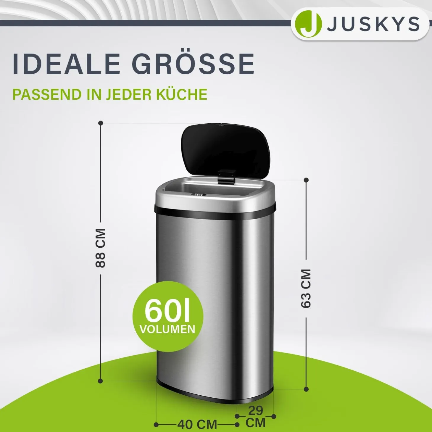 Rechteckiger Mülleimer mit Sensor