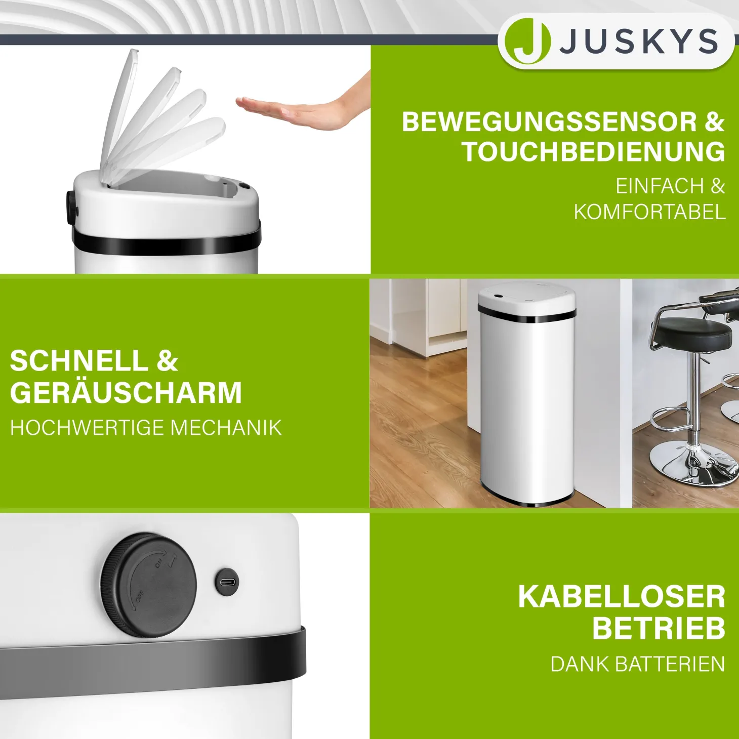 Rechteckiger Mülleimer mit Sensor