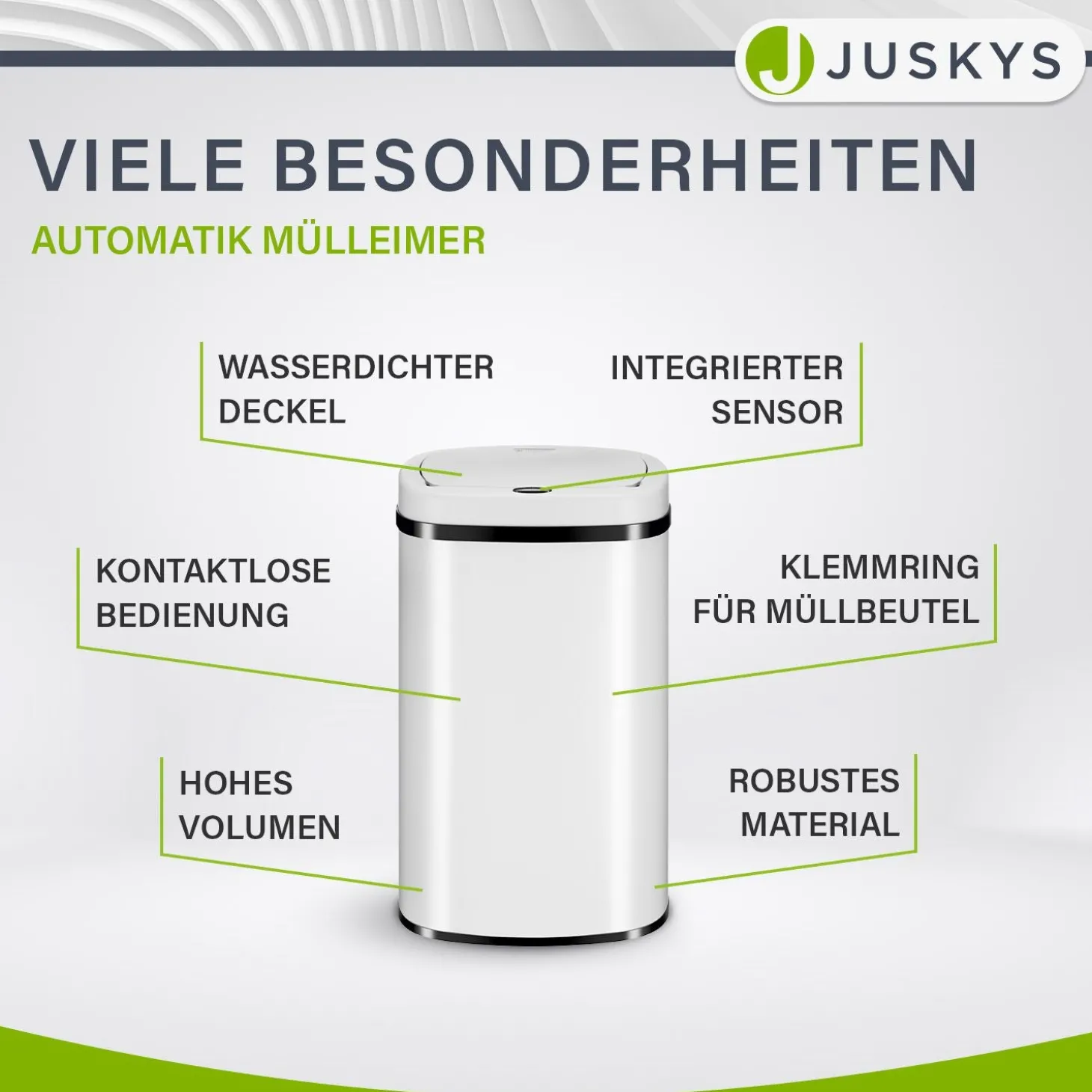 Rechteckiger Mülleimer mit Sensor