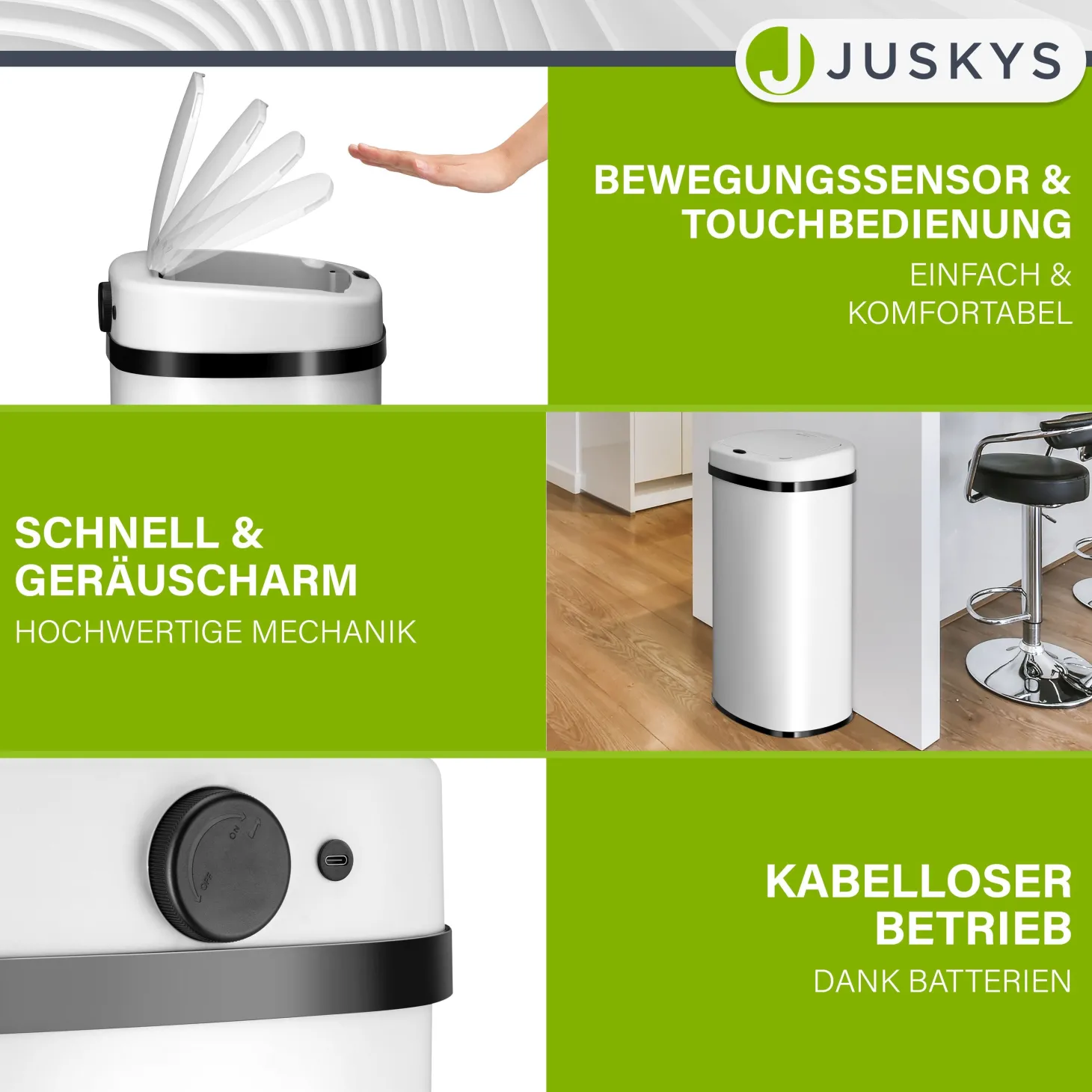 Rechteckiger Mülleimer mit Sensor