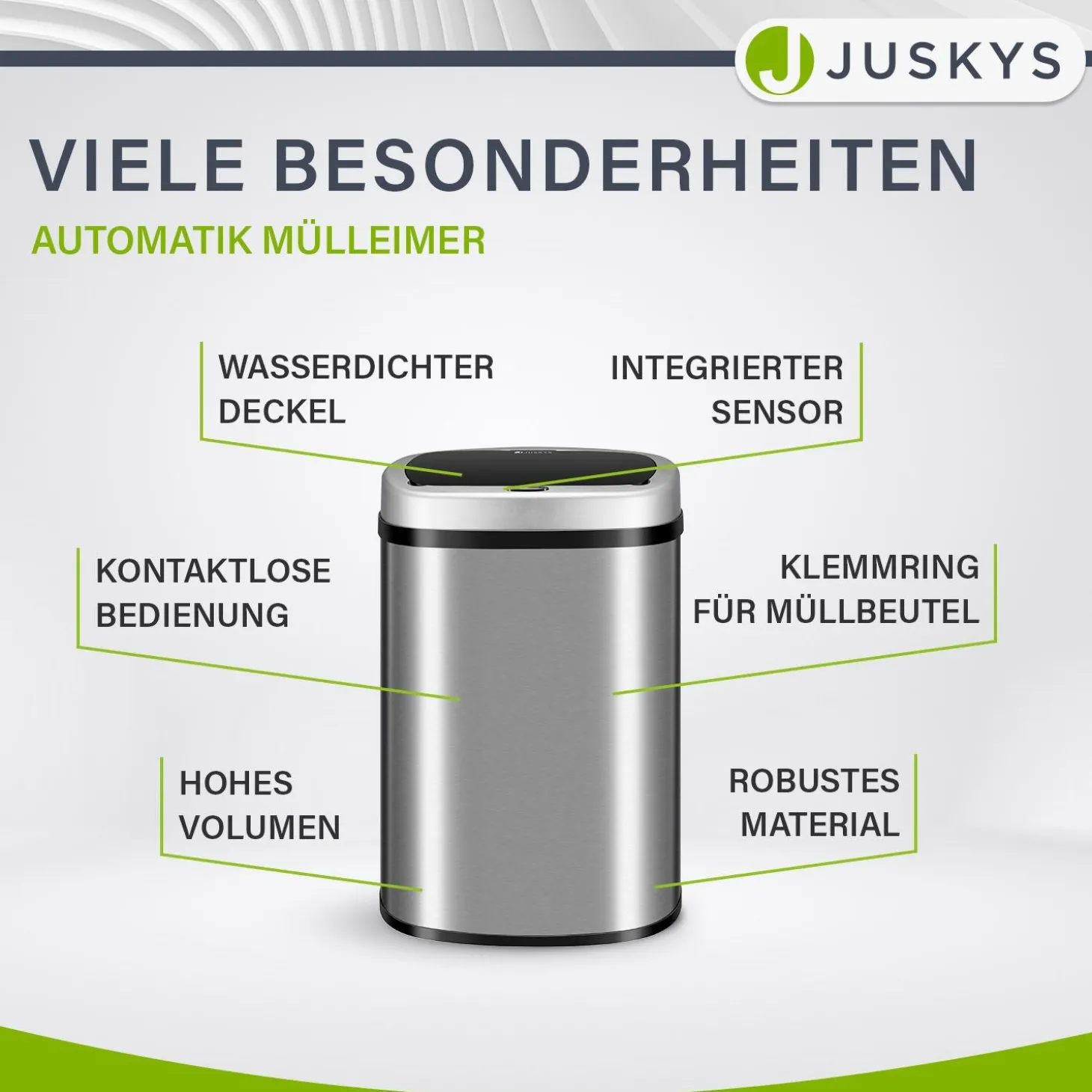 Rechteckiger Mülleimer mit Sensor
