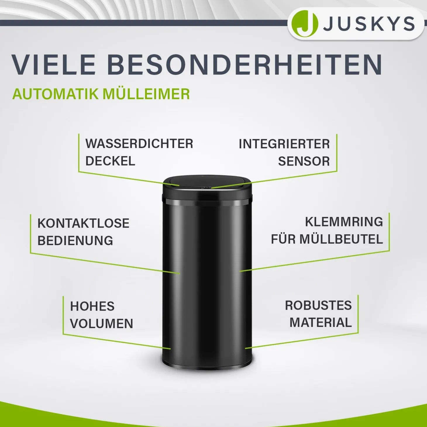 Rechteckiger Mülleimer mit Sensor