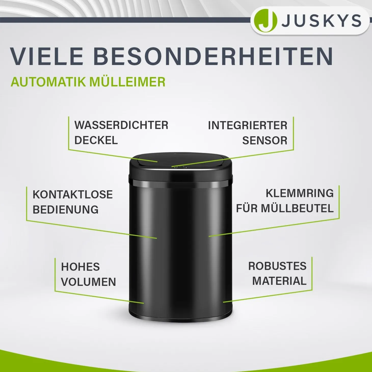 Rechteckiger Mülleimer mit Sensor