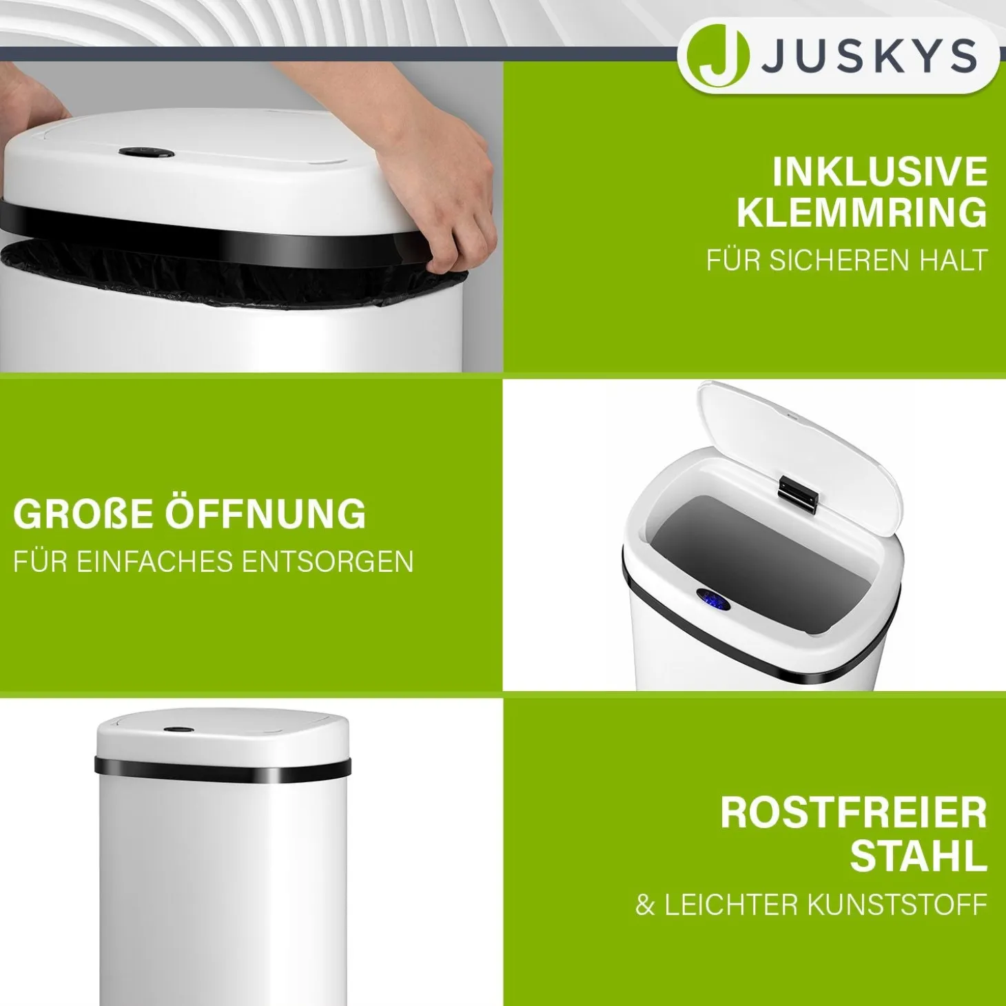 Rechteckiger Mülleimer mit Sensor