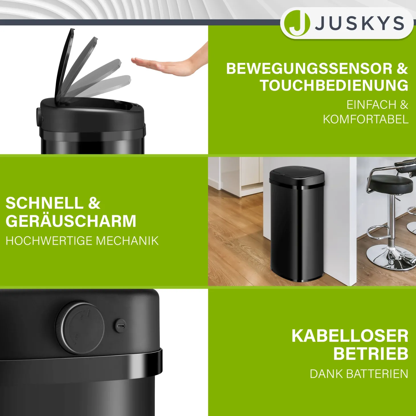Rechteckiger Mülleimer mit Sensor
