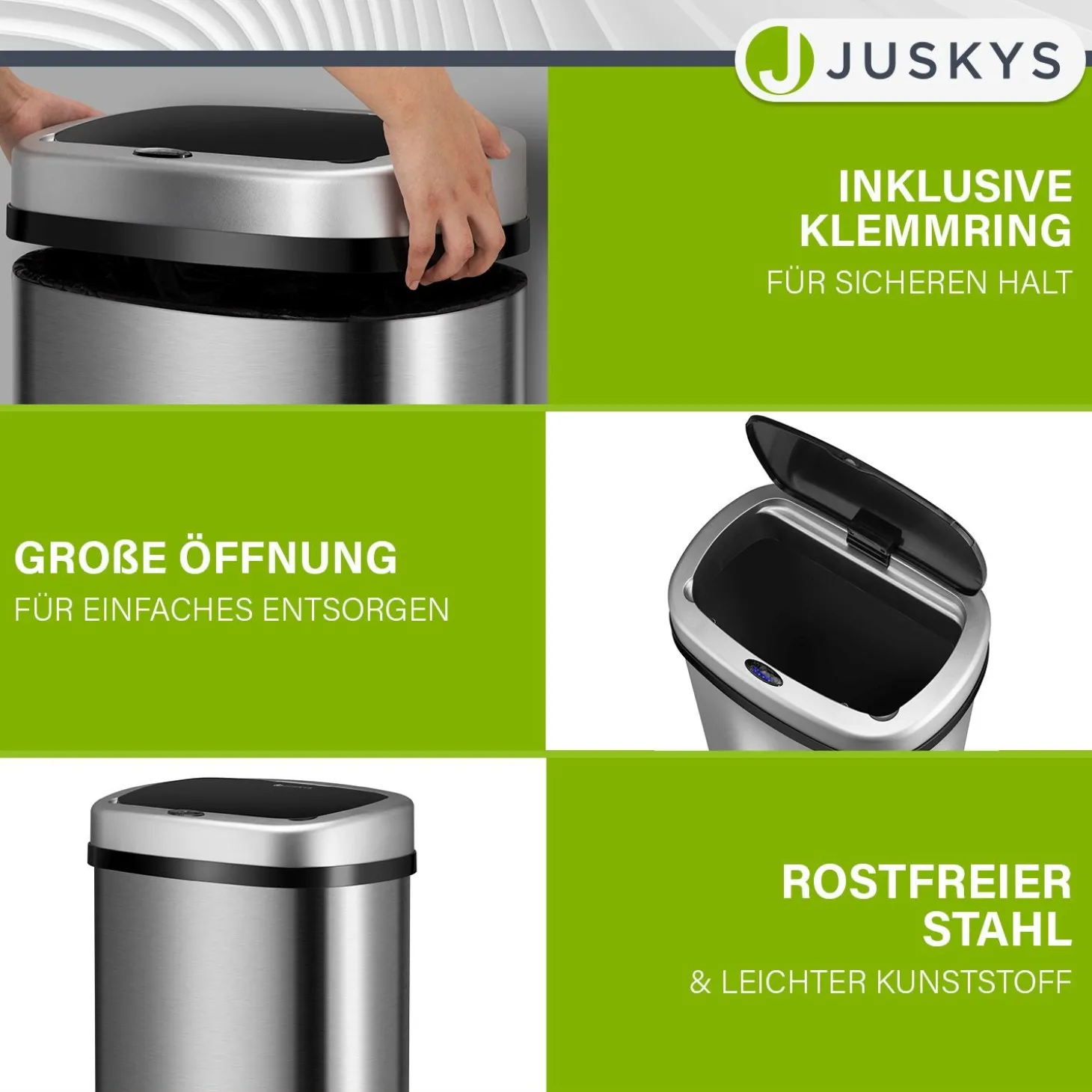 Rechteckiger Mülleimer mit Sensor