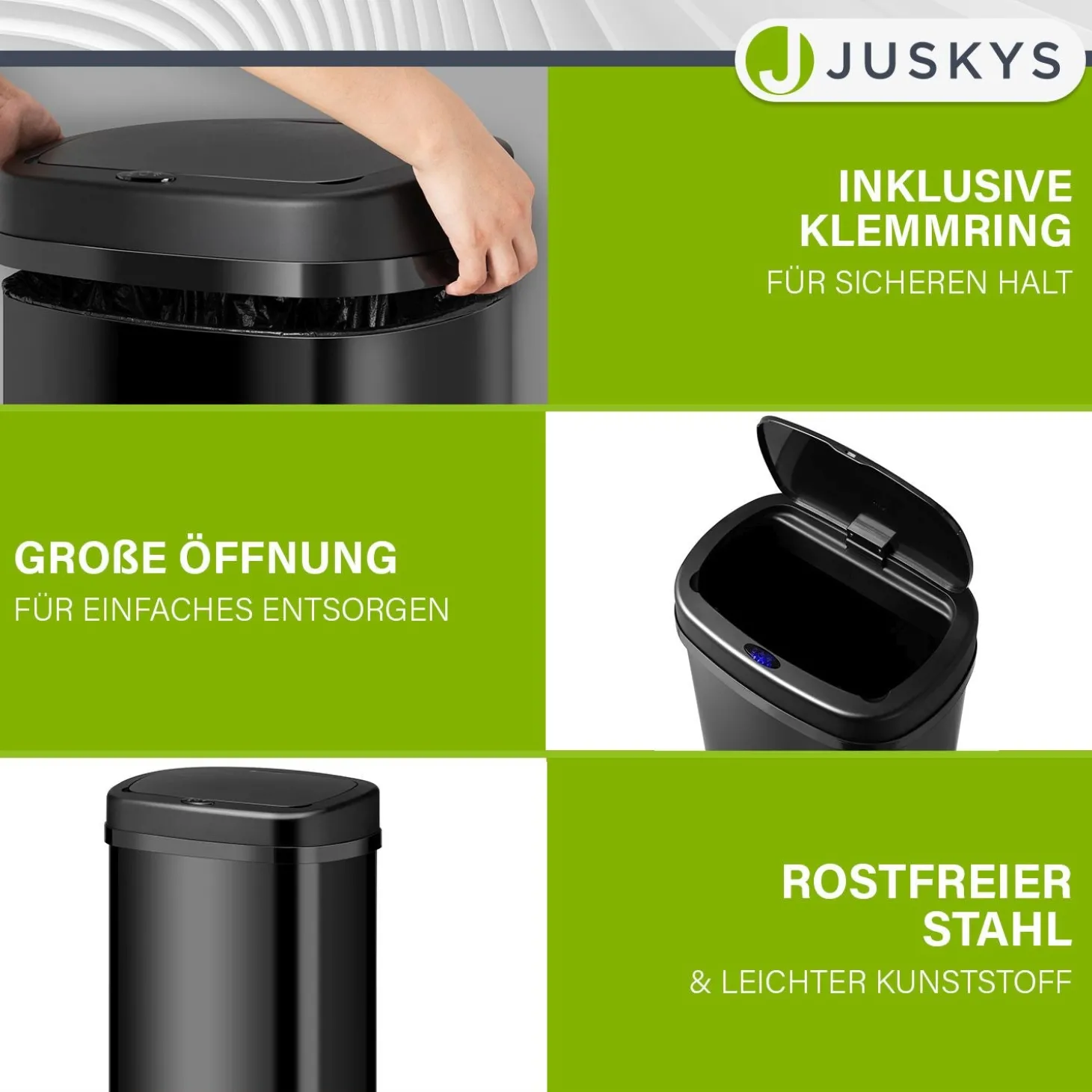 Rechteckiger Mülleimer mit Sensor