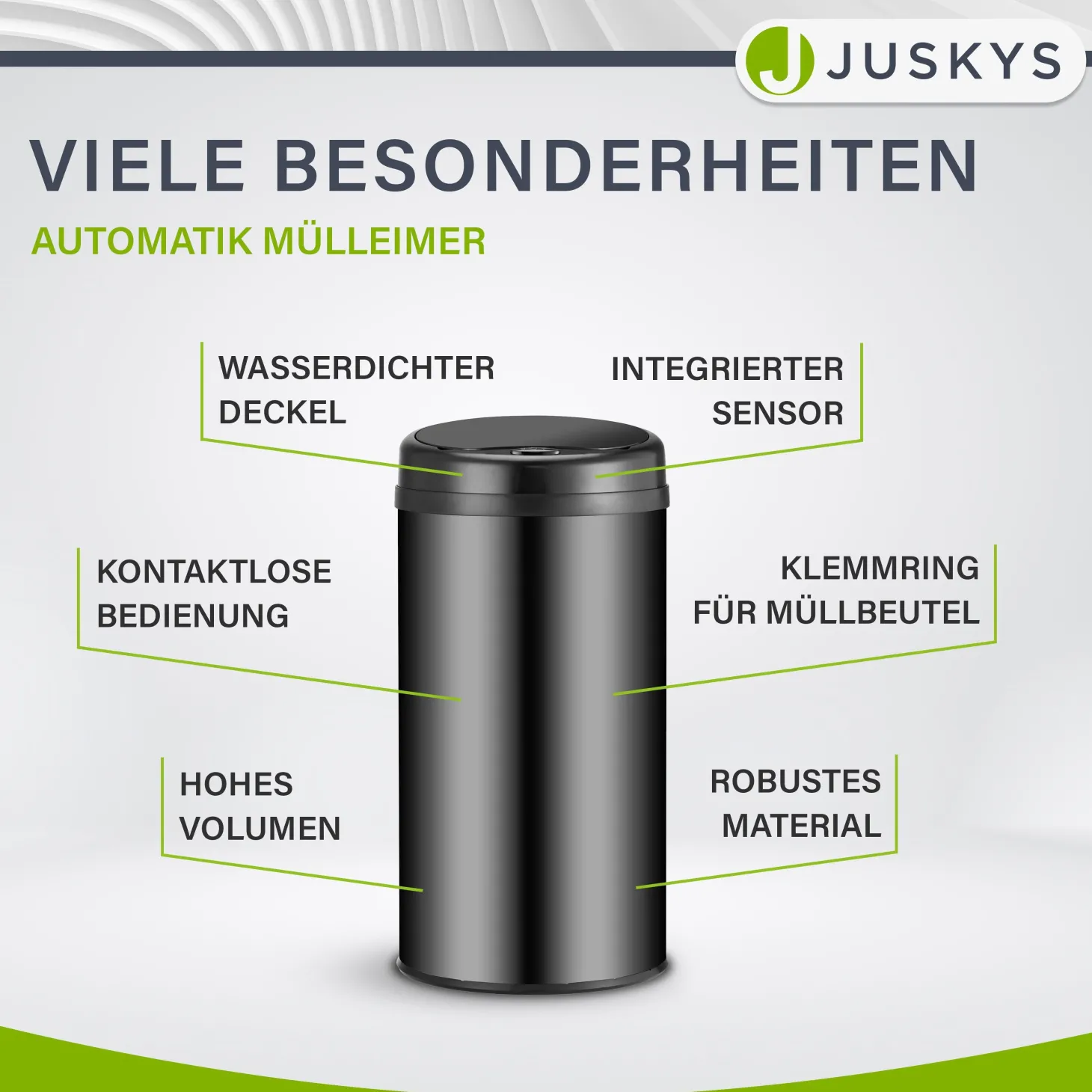 Runder Mülleimer mit Sensor