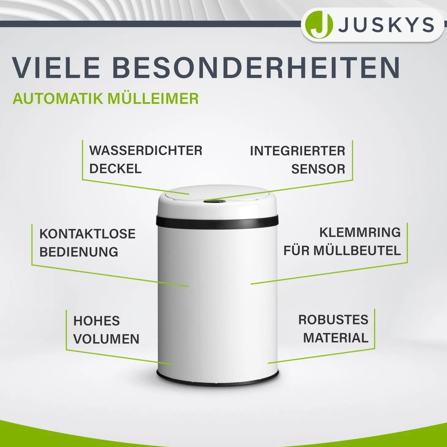 Runder Mülleimer mit Sensor
