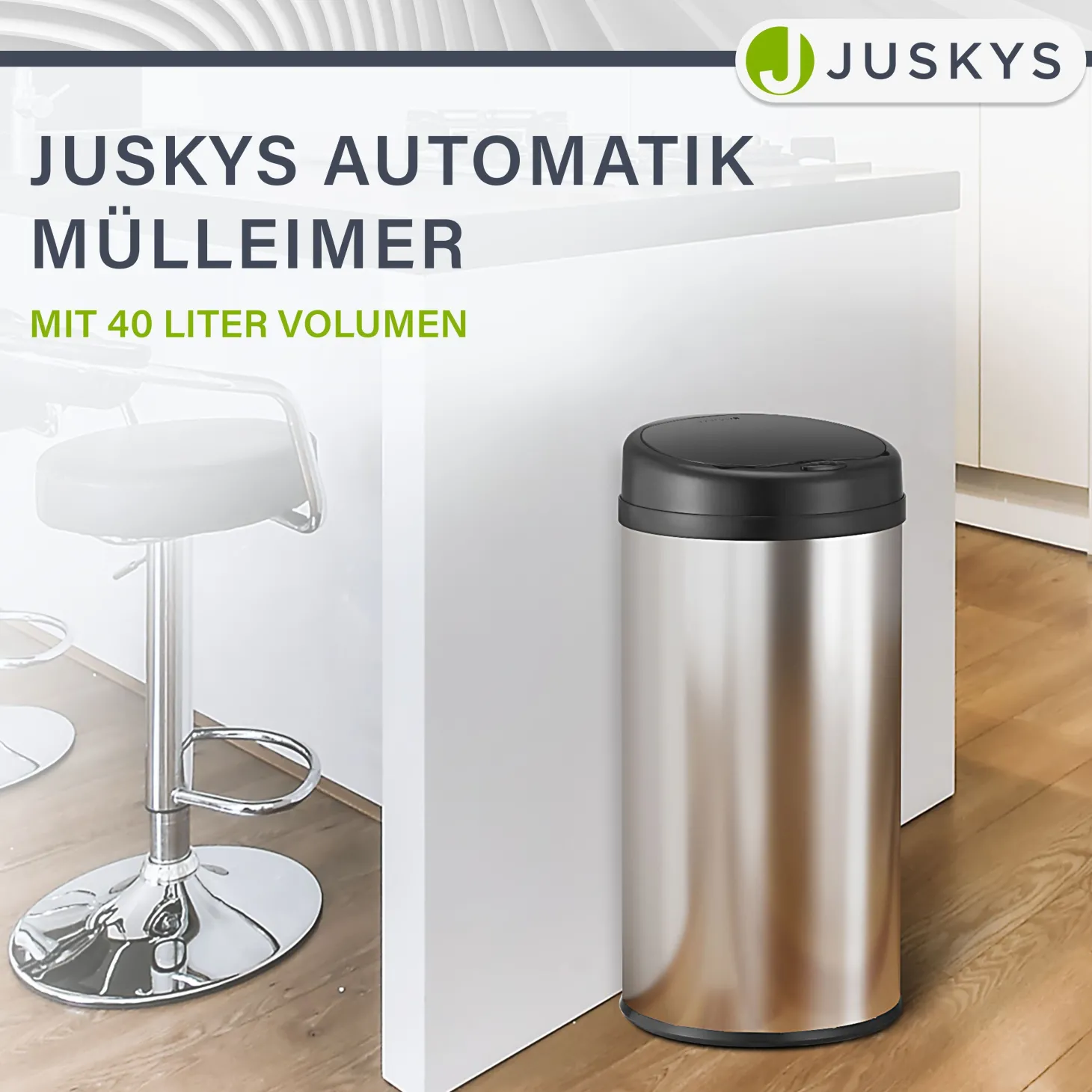 Runder Mülleimer mit Sensor