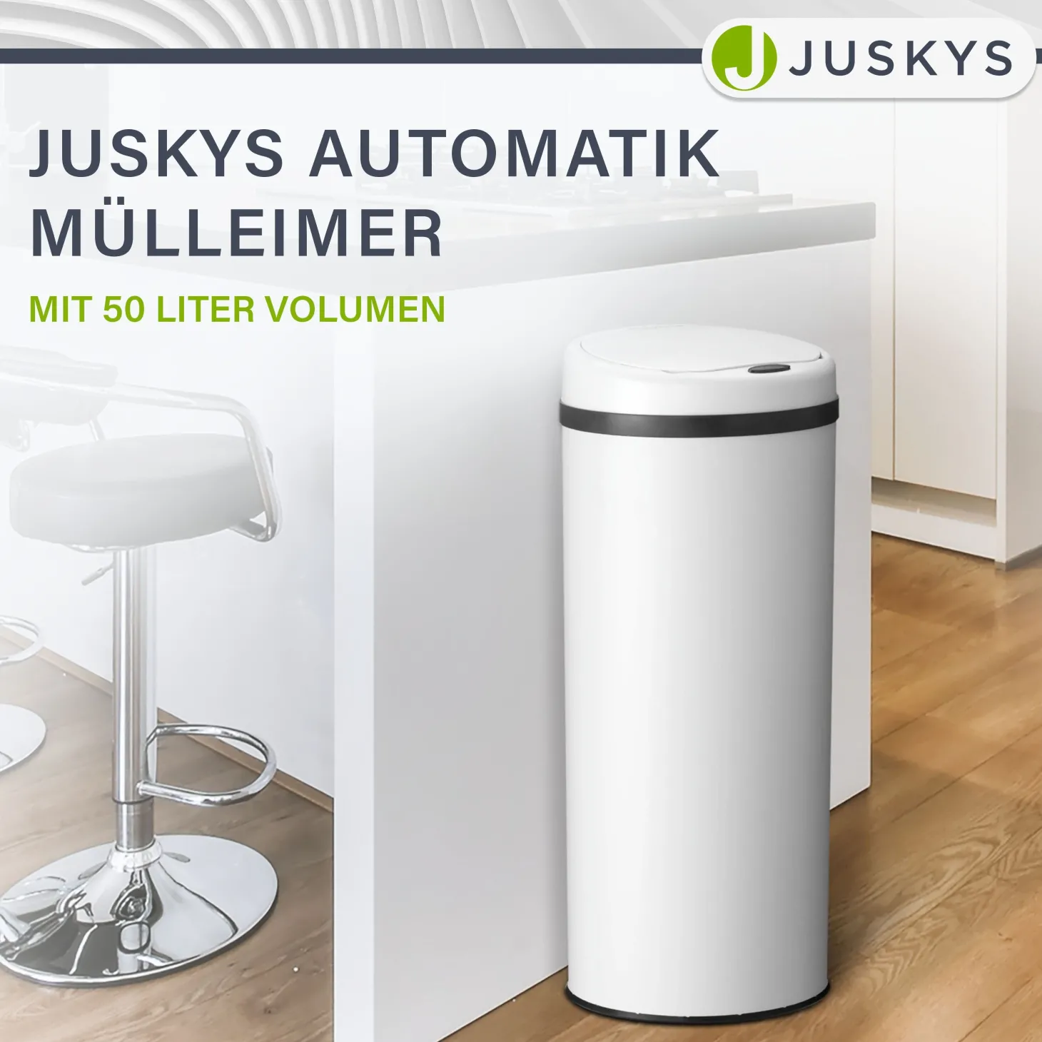 Runder Mülleimer mit Sensor