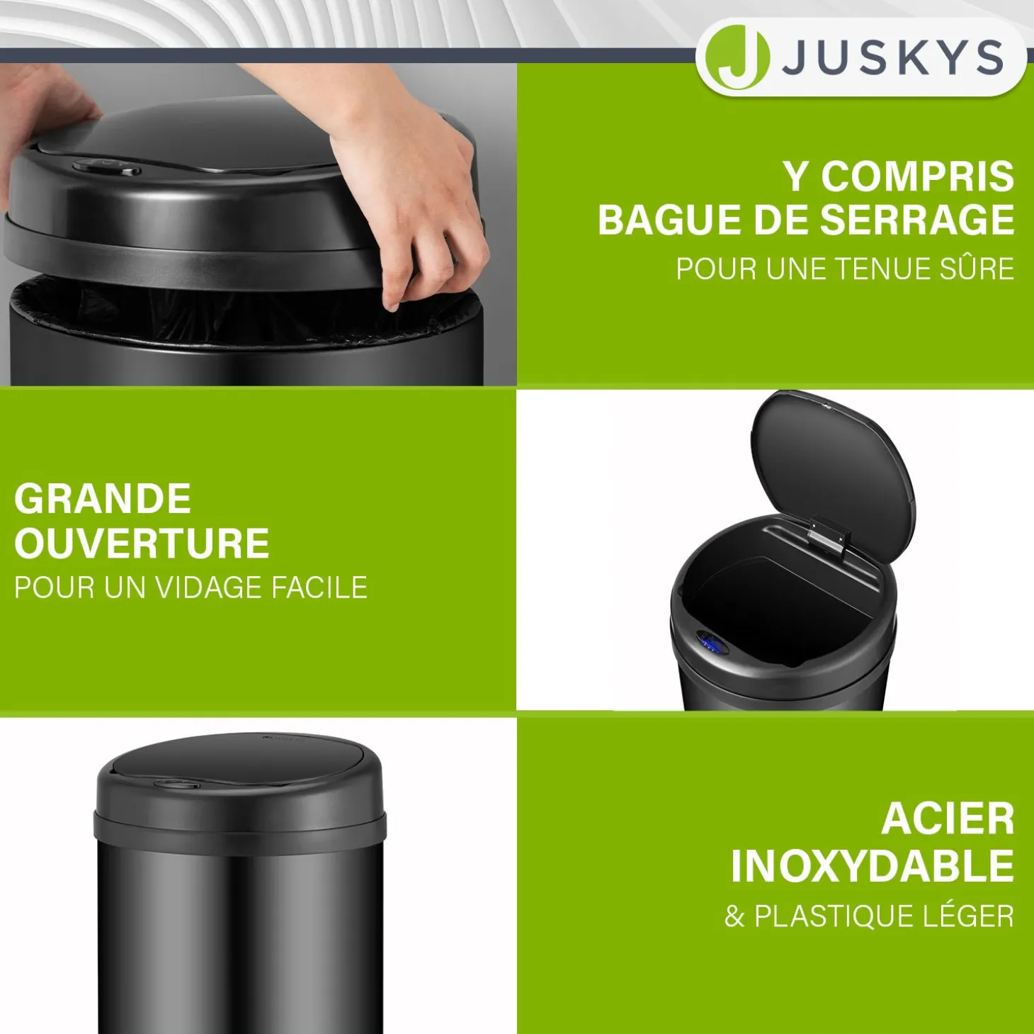 Runder Mülleimer mit Sensor