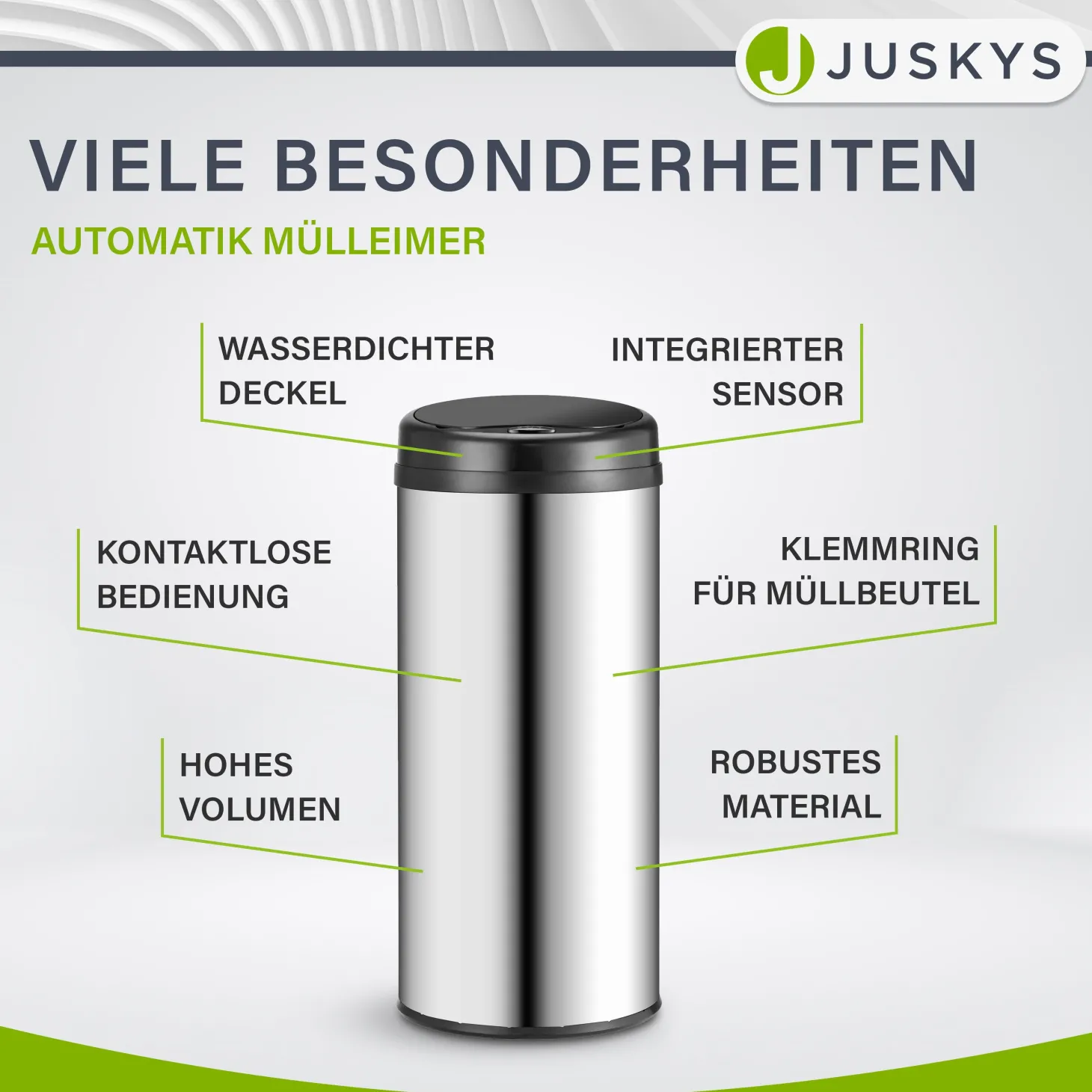 Runder Mülleimer mit Sensor