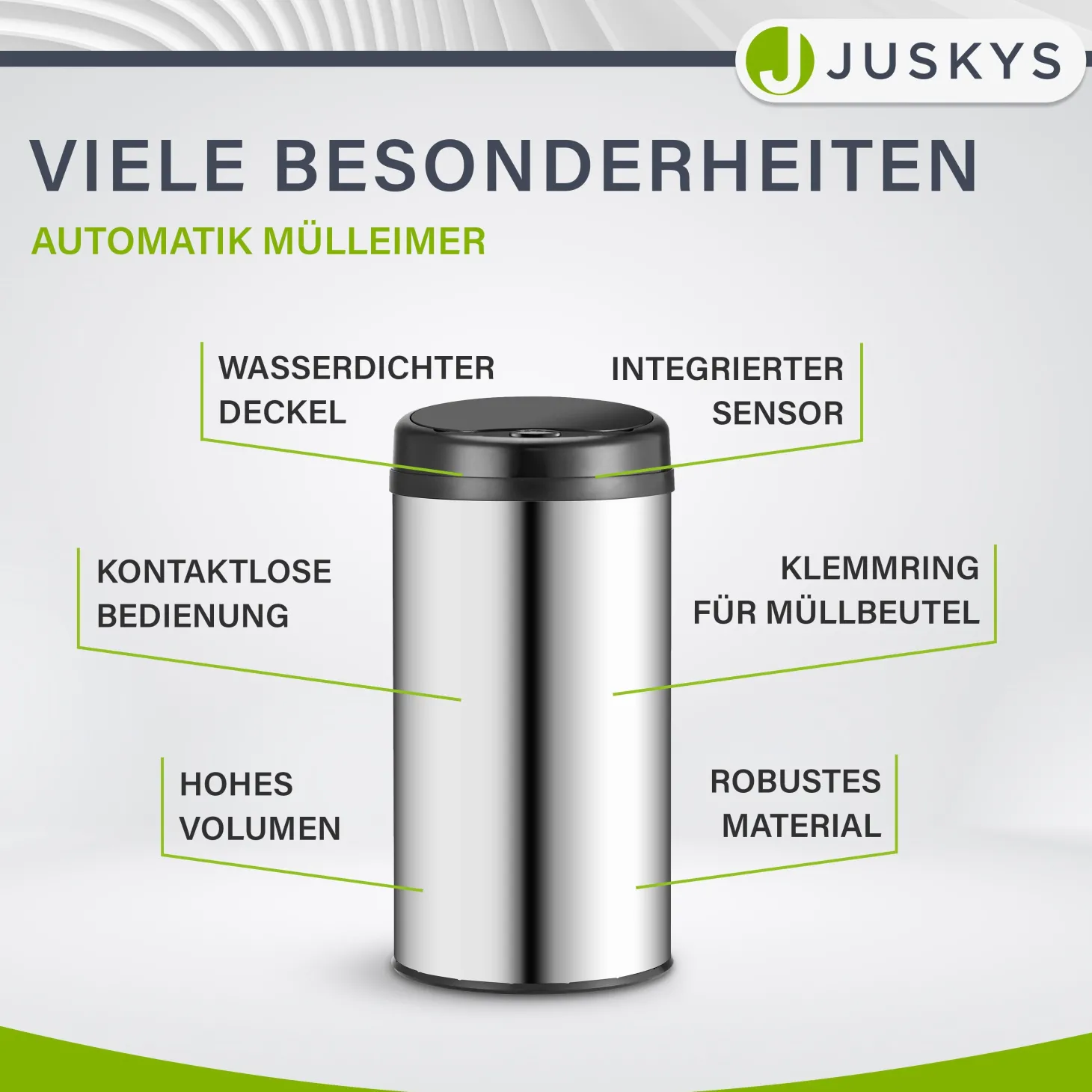 Runder Mülleimer mit Sensor