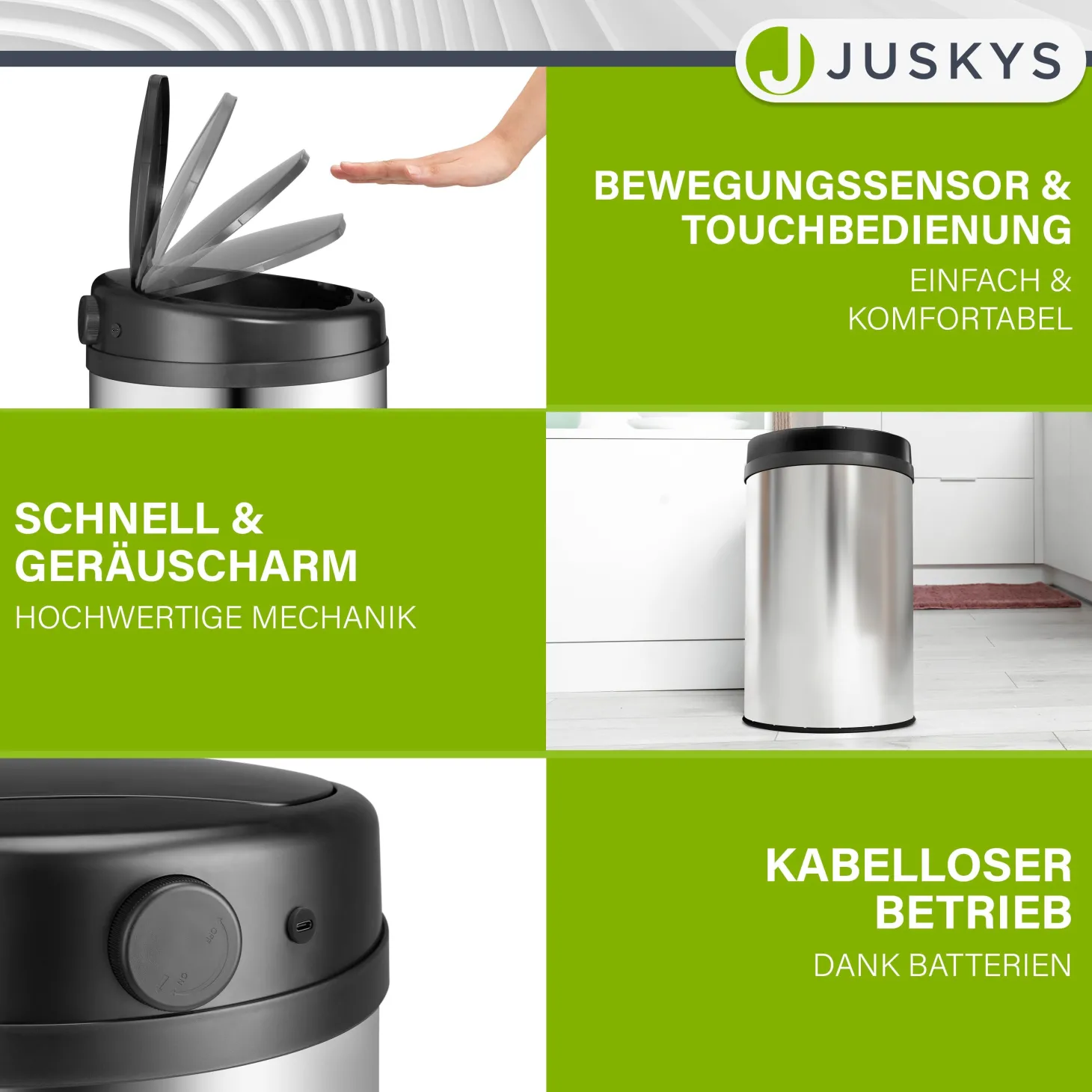Runder Mülleimer mit Sensor