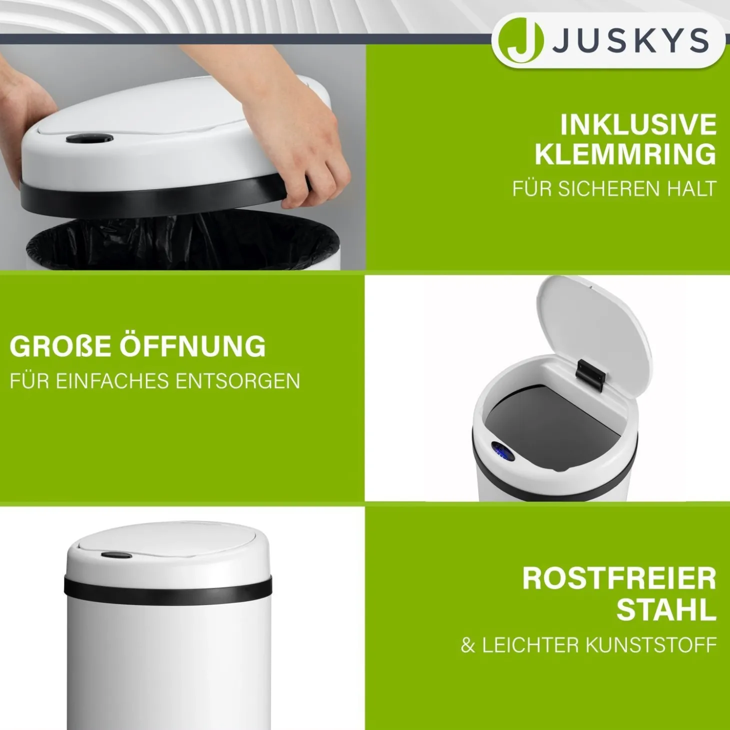 Runder Mülleimer mit Sensor