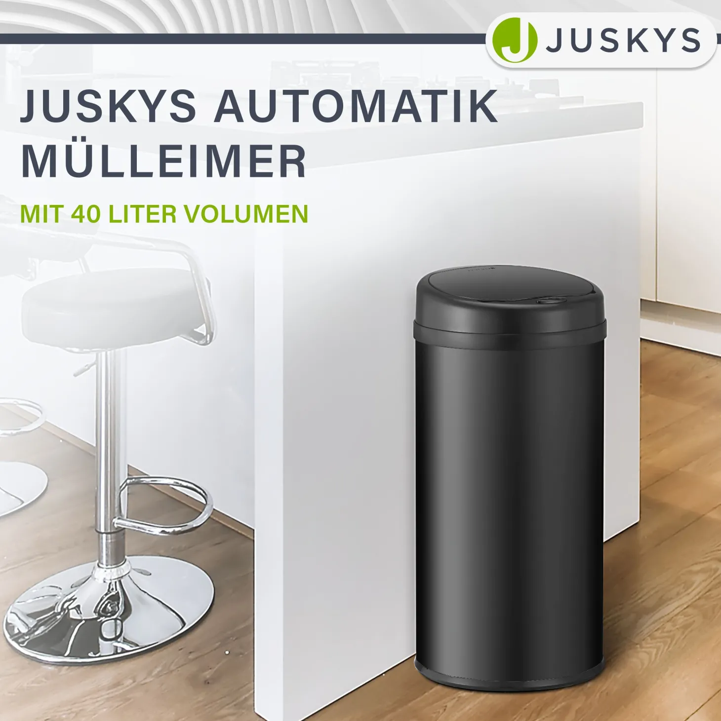 Runder Mülleimer mit Sensor