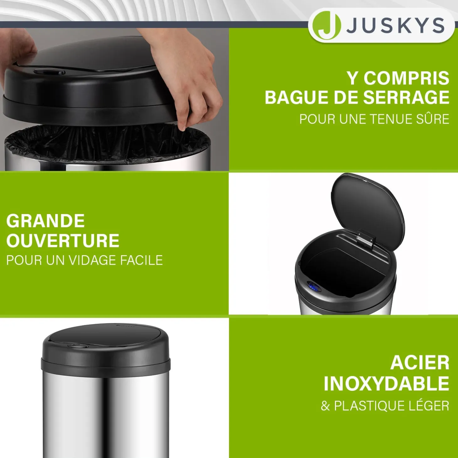 Runder Mülleimer mit Sensor