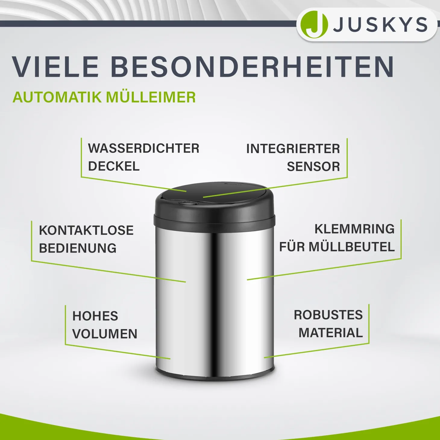 Runder Mülleimer mit Sensor