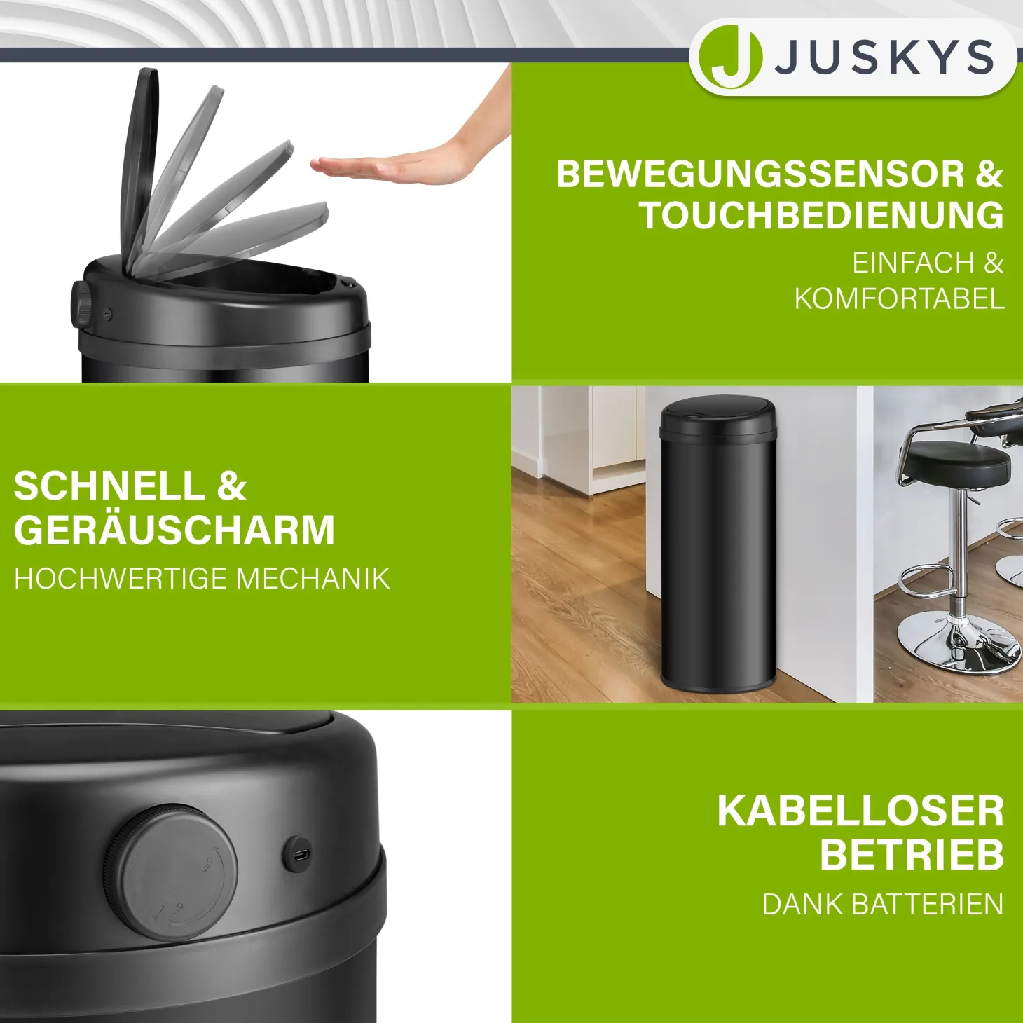 Runder Mülleimer mit Sensor