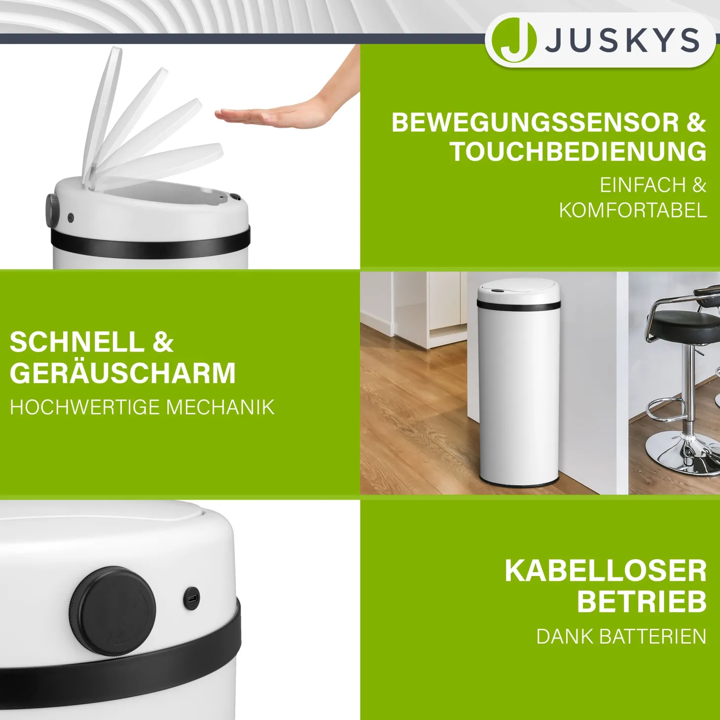 Runder Mülleimer mit Sensor