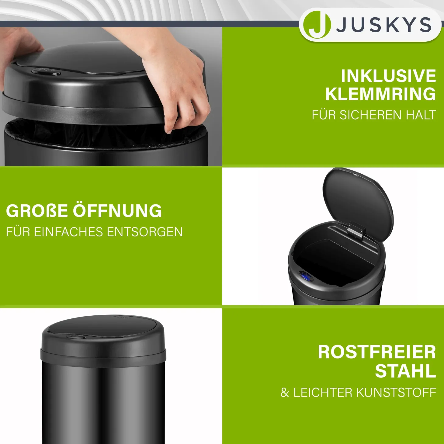 Runder Mülleimer mit Sensor