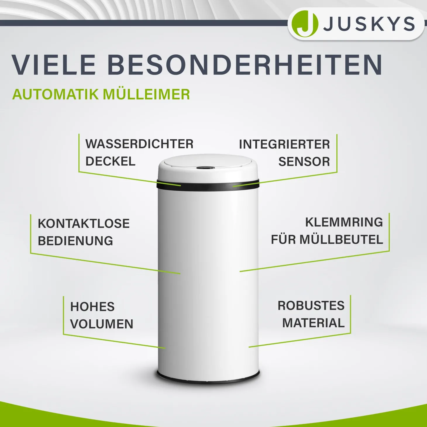 Runder Mülleimer mit Sensor