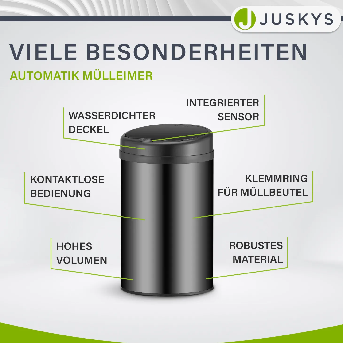 Runder Mülleimer mit Sensor