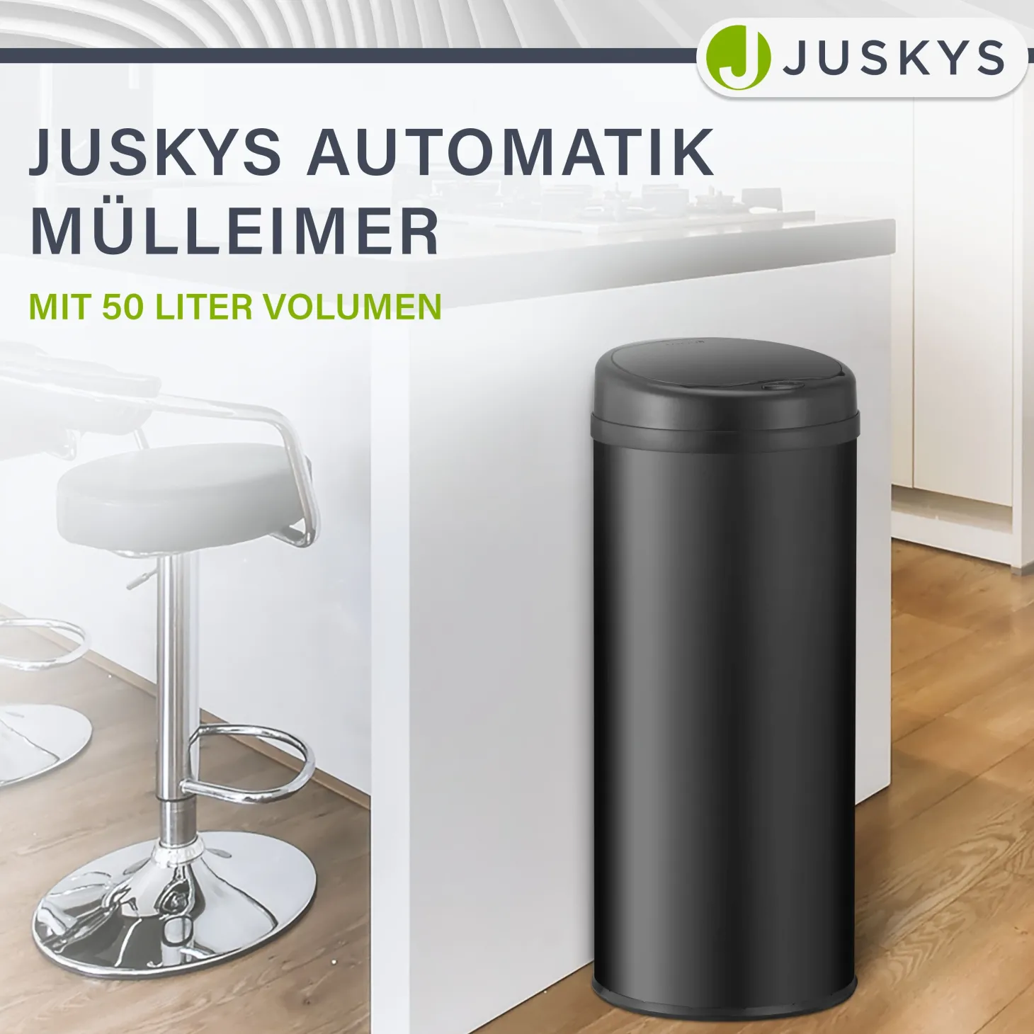 Runder Mülleimer mit Sensor