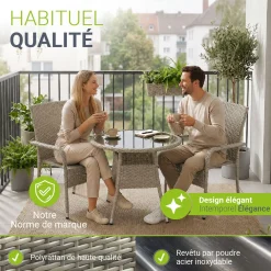 Runder Polyrattan Gartentisch Yoro