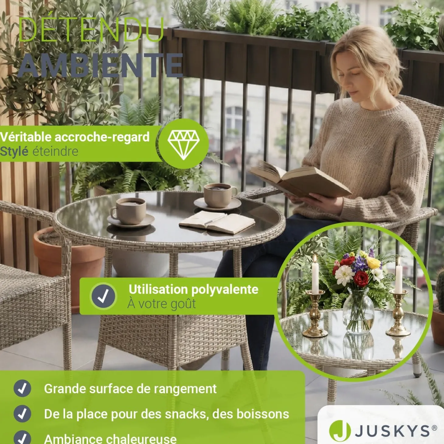 Runder Polyrattan Gartentisch Yoro