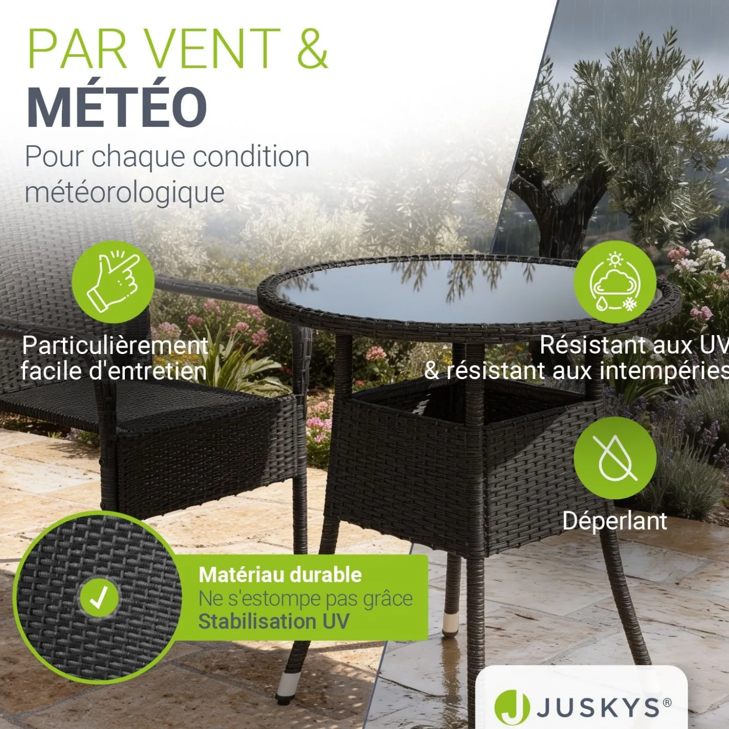 Runder Polyrattan Gartentisch Yoro