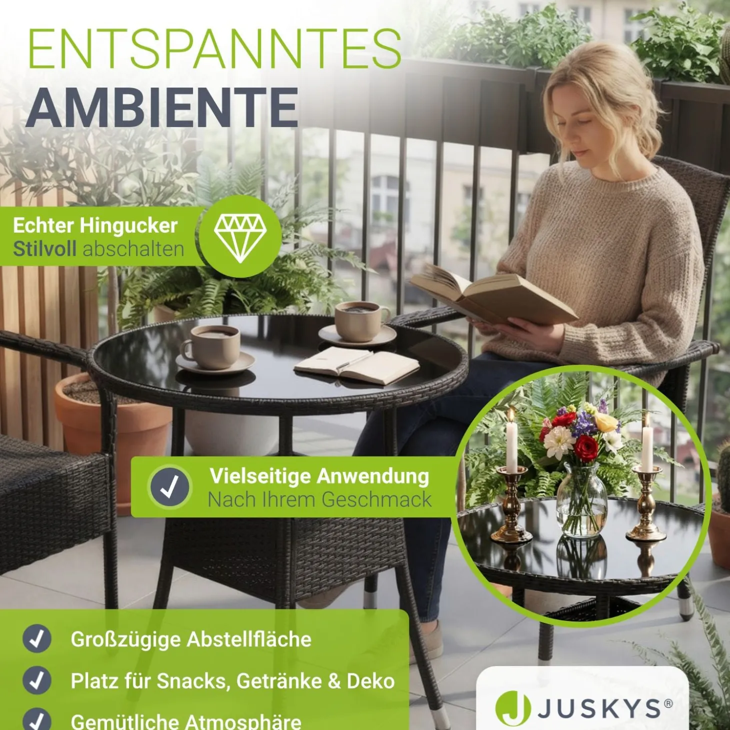 Runder Polyrattan Gartentisch Yoro