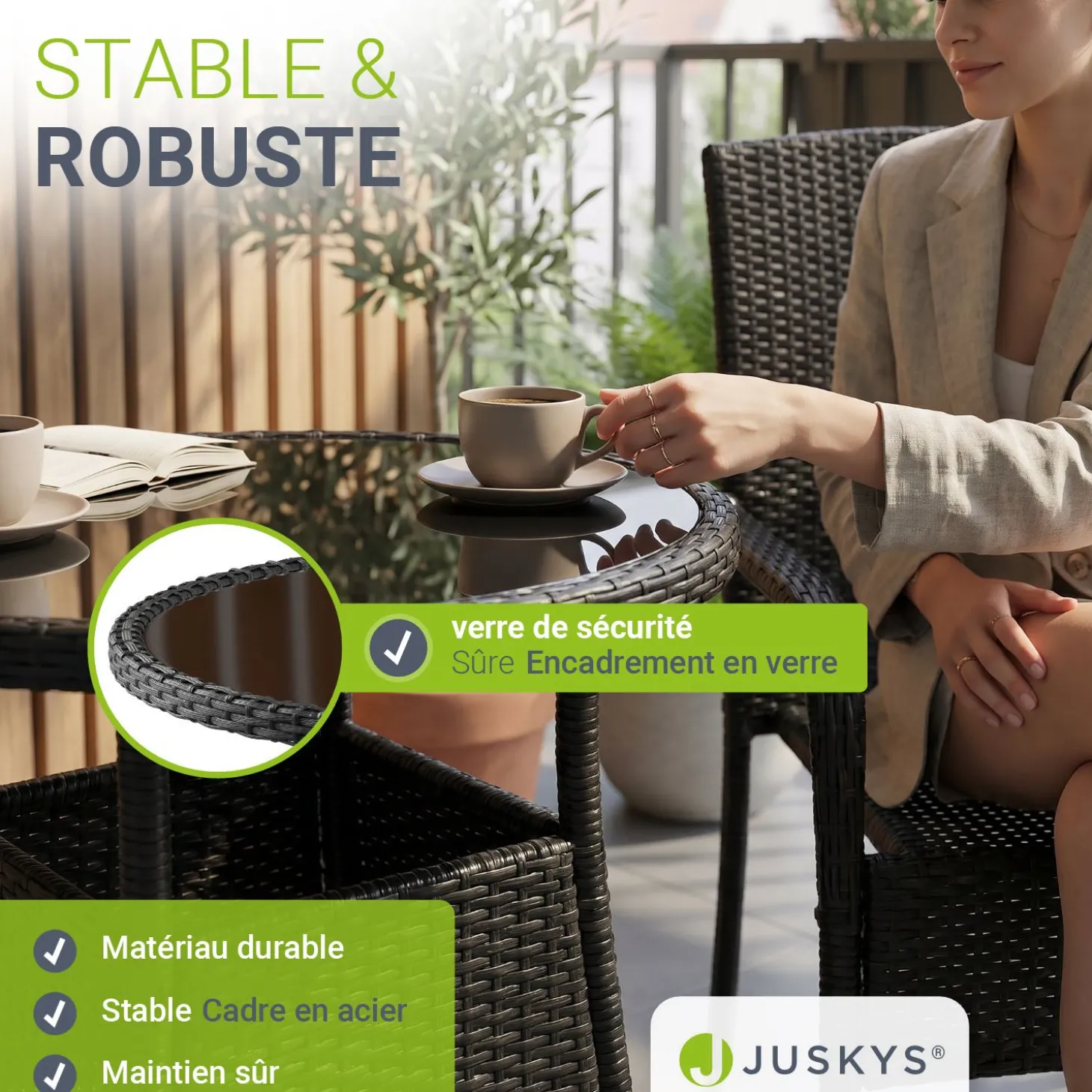 Runder Polyrattan Gartentisch Yoro