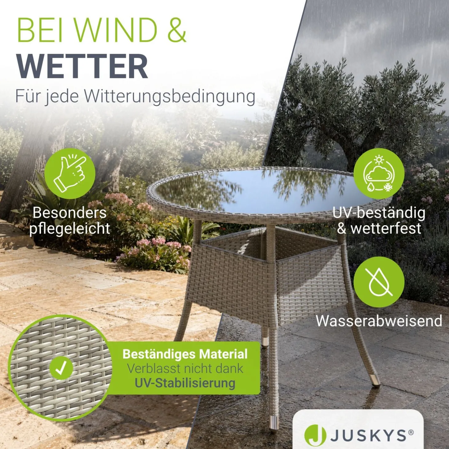 Runder Polyrattan Gartentisch Yoro