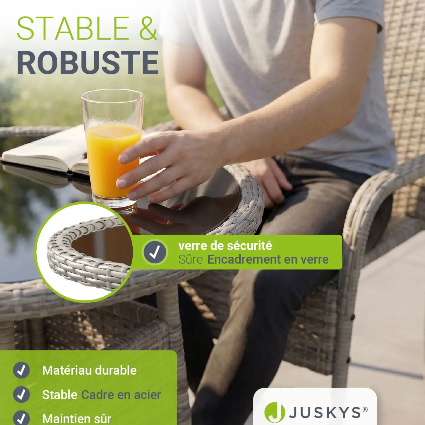 Runder Polyrattan Gartentisch Yoro