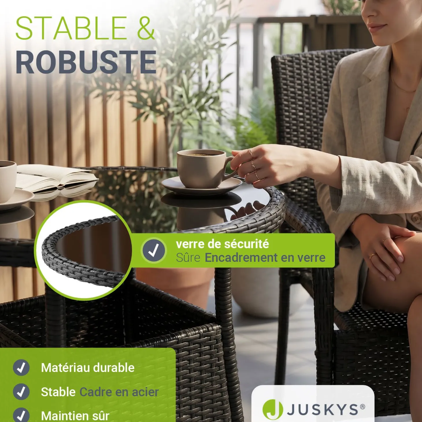 Runder Polyrattan Gartentisch Yoro