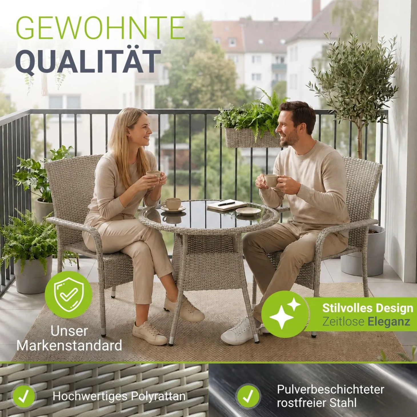 Runder Polyrattan Gartentisch Yoro