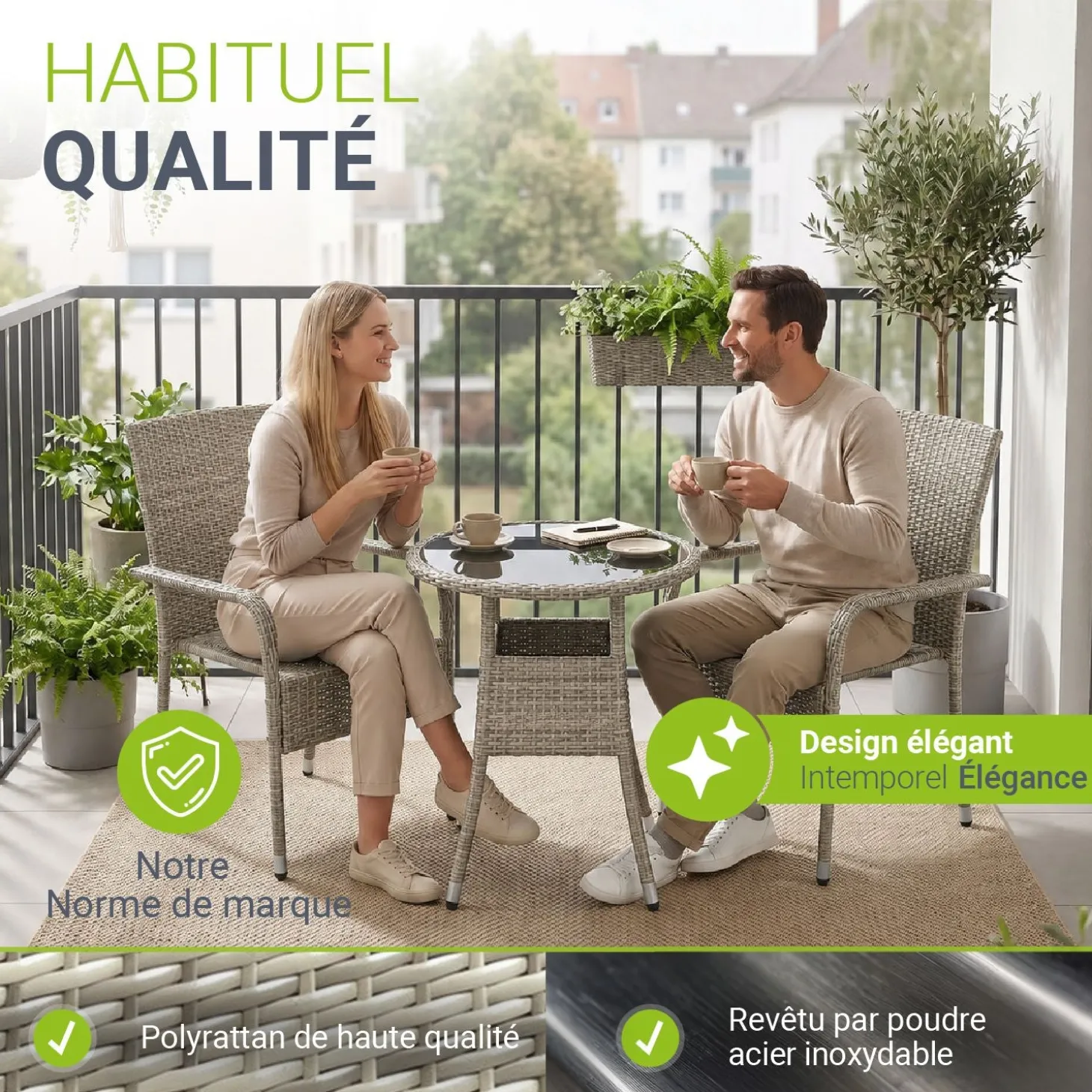 Runder Polyrattan Gartentisch Yoro
