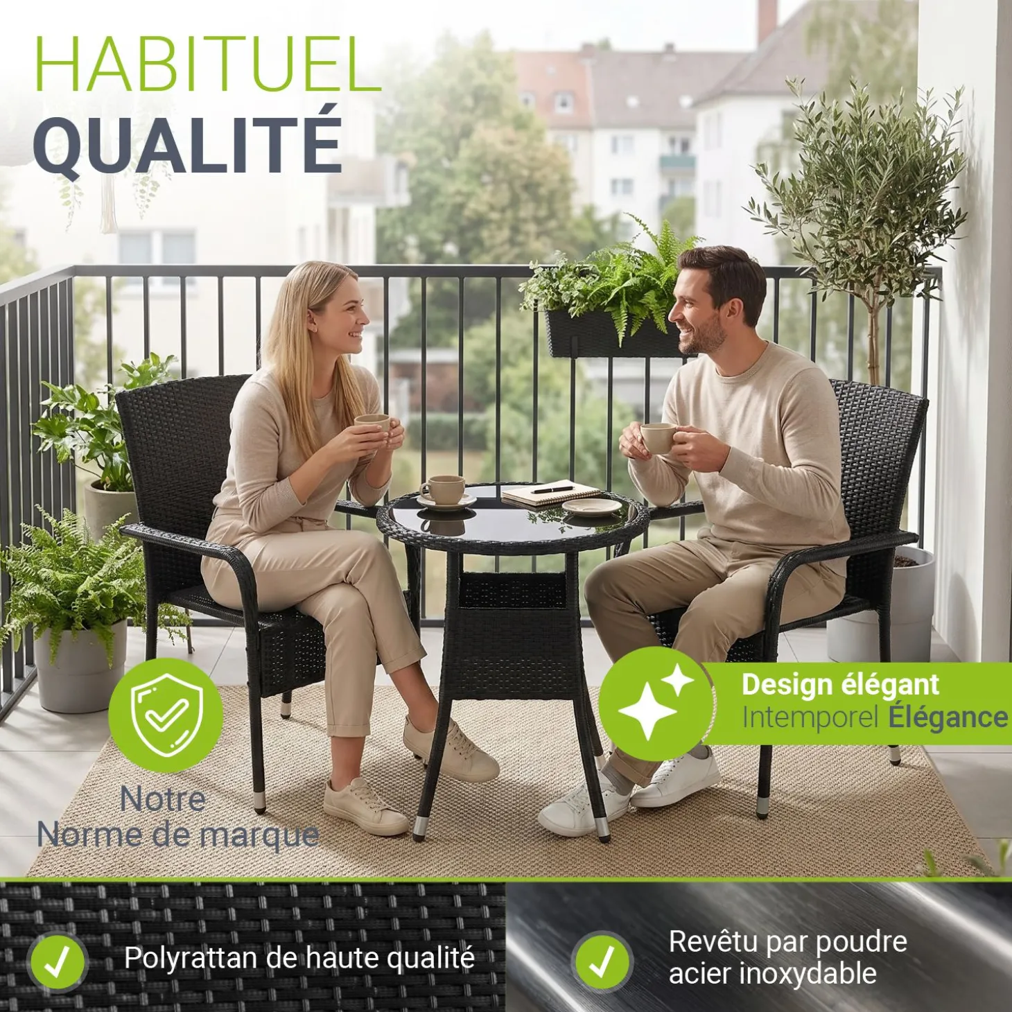 Runder Polyrattan Gartentisch Yoro