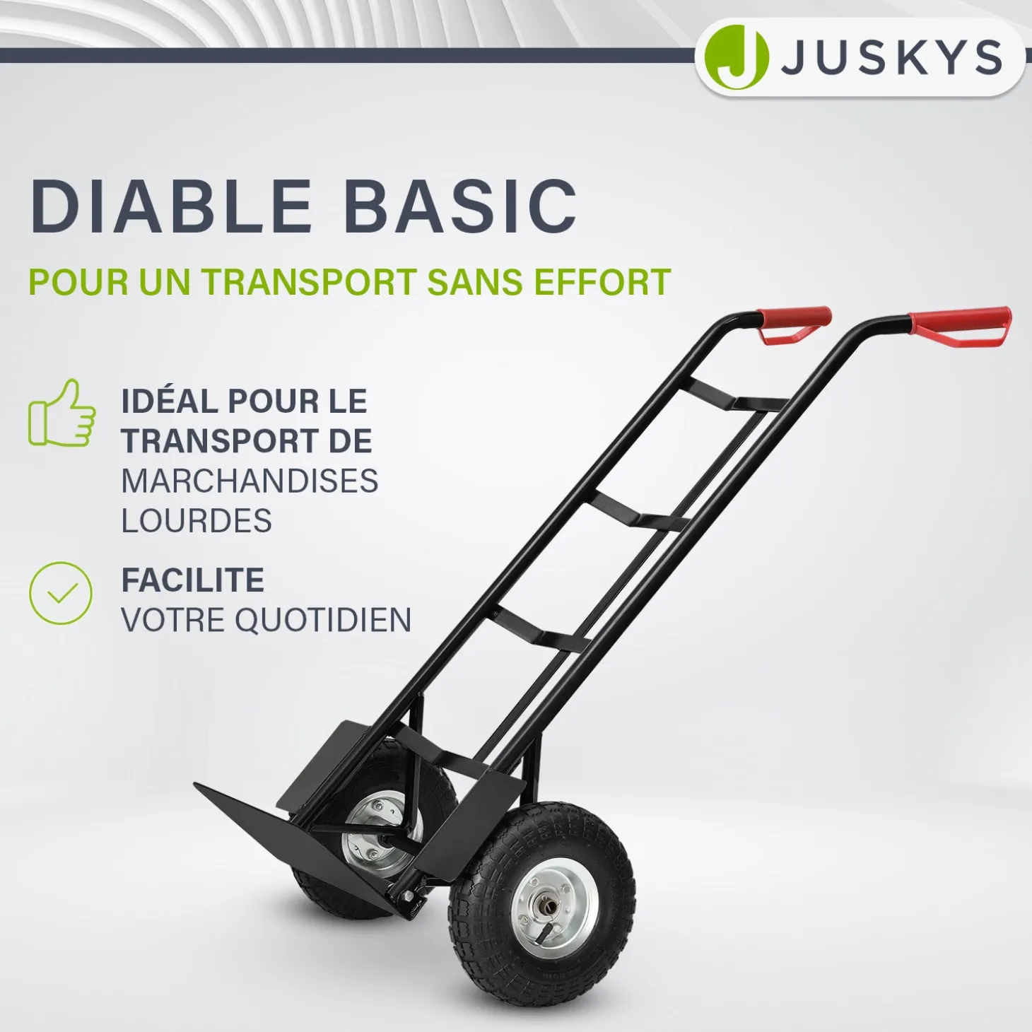 Sackkarre Basic in schwarz mit roten Griffen klappbar